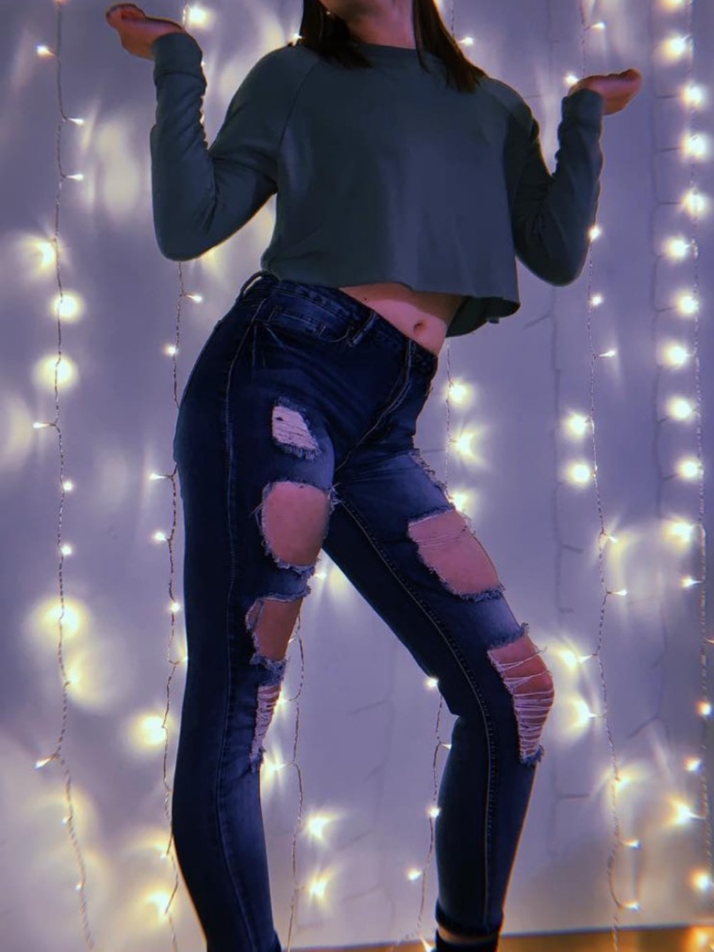 Small Soft Green Long Sleeve Crop Top